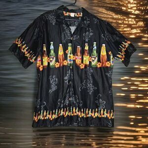 Palmwave Hawaii Black Brew Mens Shirt XL 100% Cotton Aloha Shirt
